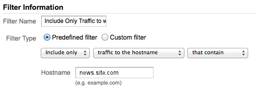 Фильтр трафика конкретного субдомена сайта в Google Analytics